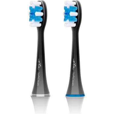 ETA ETA070790600 SoftClean Toothbrush replacement heads, 2 pcs, Black
