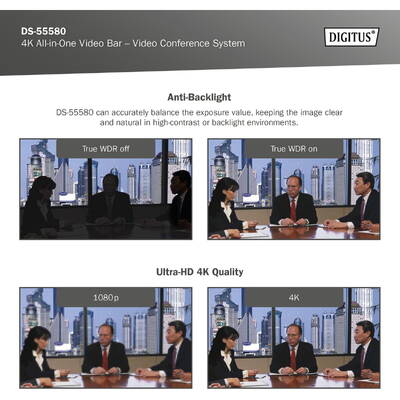 Sistem Videoconferinta Digitus 4K All-in-One Video Bar Pro – Video Conference System, Black/Gray