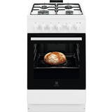 Aragaz Electrolux LKG504012W, Gaz, 4 arzatoare, Aprindere integrata plita si cuptor, Siguranta plita si cuptor, Autocuratare catalitica, Grill electric, Rotisor, 50 cm, Alb