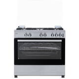 Aragaz SM950AGRXS1, 90 cm, 5 arzatoare, cuptor gaz, aprindere electrica plian si cuptor, timer mecanic, capacitate cuptor 92 L, Inox/Laterale argintii