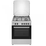 Aragaz SM661XPGS1, 4 arzatoare (1 wok), Cuptor pe gaz, 55 L, Grill, Timer, Aprindere electrica plita, Siguranta plita + cuptor, Inox