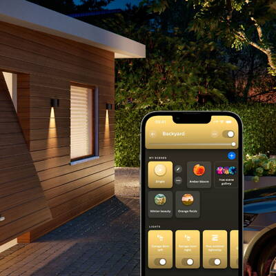 Philips Hue WCA Resonate Outdoor Downward Wall Lantern, Black