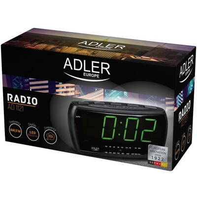 Adler AD 1121 Alarmclock Radio, LED display,  black