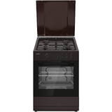 Aragaz HFSC-SME66IBRW, gaz, 4 arzatoare, Suport email, Capac metalic, Aprindere electrica, Dispozitiv de siguranta plita si cuptor, Usa cuptor cu geam dublu, Duze GPL incluse, Tava si gratar cromat, Maro