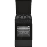 HEINNER Aragaz mixt HFSC-S60LITGC-BK, Gaz, 4 arzatoare, Aprindere electrica plita, Cuptor electric, Clasa A, 6 functii, Grill, Ventilatie, Lumina cuptor, Negru